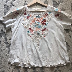 Floral embroidered blouse- Size large